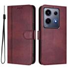 For Infinix Note 30 VIP Line Splicing Buckle Retro Leather Phone Case(Wine Red) - 2