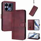 For Infinix Note 40 4G Line Splicing Buckle Retro Leather Phone Case(Wine Red) - 1