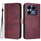 For Infinix Note 40 4G Line Splicing Buckle Retro Leather Phone Case(Wine Red) - 2