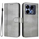 For Infinix Note 40 5G Line Splicing Buckle Retro Leather Phone Case(Grey) - 2