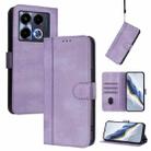 For Infinix Note 40 5G Line Splicing Buckle Retro Leather Phone Case(Purple) - 1