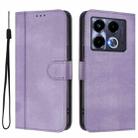 For Infinix Note 40 5G Line Splicing Buckle Retro Leather Phone Case(Purple) - 2