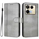 For Infinix Note 40 Pro 4G / 5G / 40 Pro+ 5G Line Splicing Buckle Retro Leather Phone Case(Grey) - 2