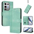 For Infinix Note 50 Pro 4G / 50 4G Line Splicing Buckle Retro Leather Phone Case(Mint) - 1