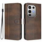 For Infinix Note 50 Pro 4G / 50 4G Line Splicing Buckle Retro Leather Phone Case(Brown) - 2