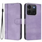 For Infinix Smart 7 Plus / 7 HD / 7 India Line Splicing Buckle Retro Leather Phone Case(Purple) - 2