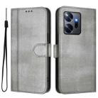 For Infinix Zero 20 Line Splicing Buckle Retro Leather Phone Case(Grey) - 2