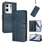 For Infinix Zero 30 4G Line Splicing Buckle Retro Leather Phone Case(Dark Blue) - 1