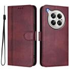 For Infinix Zero 40 4G / 5G Line Splicing Buckle Retro Leather Phone Case(Wine Red) - 2