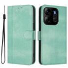 For Infinix Smart 7 / Tecno Pop 7 Line Splicing Buckle Retro Leather Phone Case(Mint) - 2
