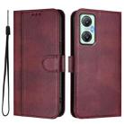 For Infinix Hot 20S / 20 Pro Line Splicing Buckle Retro Leather Phone Case(Wine Red) - 2