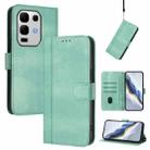 For Infinix Note 50s Line Splicing Buckle Retro Leather Phone Case(Mint) - 1