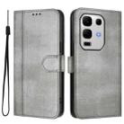 For Infinix Note 50s Line Splicing Buckle Retro Leather Phone Case(Grey) - 2
