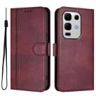 For Infinix Note 50s Line Splicing Buckle Retro Leather Phone Case(Wine Red) - 2