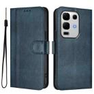 For Infinix Note 50s Line Splicing Buckle Retro Leather Phone Case(Dark Blue) - 2