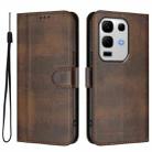 For Infinix Note 50s Line Splicing Buckle Retro Leather Phone Case(Brown) - 2