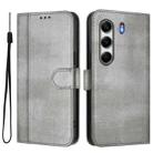 For Tecno Camon 40 Pro 4G Line Splicing Buckle Retro Leather Phone Case(Grey) - 2