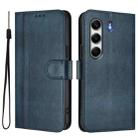 For Tecno Camon 40 4G Line Splicing Buckle Retro Leather Phone Case(Dark Blue) - 2