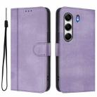 For Tecno Camon 40 4G Line Splicing Buckle Retro Leather Phone Case(Purple) - 2