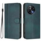For Tecno Camon 30S / 30S Pro Line Splicing Buckle Retro Leather Phone Case(Dark Green) - 2