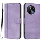 For Tecno Camon 30S / 30S Pro Line Splicing Buckle Retro Leather Phone Case(Purple) - 2