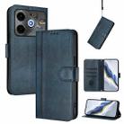 For Tecno Pova 6 Neo 5G / Spark 30 5G Line Splicing Buckle Retro Leather Phone Case(Dark Blue) - 1