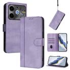 For Tecno Pova 6 Neo 5G / Spark 30 5G Line Splicing Buckle Retro Leather Phone Case(Purple) - 1
