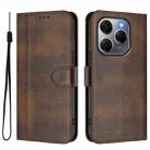 For Tecno Spark 20 Pro 5G Line Splicing Buckle Retro Leather Phone Case(Brown) - 2