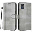 For Tecno Pop 6C Line Splicing Buckle Retro Leather Phone Case(Grey) - 2