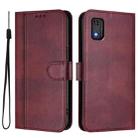 For Tecno Pop 6C Line Splicing Buckle Retro Leather Phone Case(Wine Red) - 2
