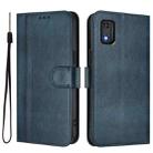 For Tecno Pop 6C Line Splicing Buckle Retro Leather Phone Case(Dark Blue) - 2
