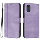 For Tecno Pop 6C Line Splicing Buckle Retro Leather Phone Case(Purple) - 2