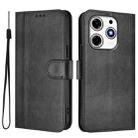 For Tecno Spark 10 Pro Magic Magenta Line Splicing Buckle Retro Leather Phone Case(Black) - 2