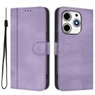 For Tecno Spark 10 Pro Magic Magenta Line Splicing Buckle Retro Leather Phone Case(Purple) - 2