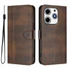 For Tecno Spark 10 Pro Magic Magenta Line Splicing Buckle Retro Leather Phone Case(Brown) - 2