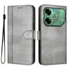 For Tecno Pova 6 4G Line Splicing Buckle Retro Leather Phone Case(Grey) - 2
