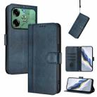For Tecno Pova 6 4G Line Splicing Buckle Retro Leather Phone Case(Dark Blue) - 1