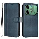For Tecno Pova 6 4G Line Splicing Buckle Retro Leather Phone Case(Dark Blue) - 2