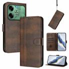 For Tecno Pova 6 4G Line Splicing Buckle Retro Leather Phone Case(Brown) - 1
