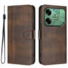 For Tecno Pova 6 4G Line Splicing Buckle Retro Leather Phone Case(Brown) - 2