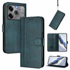 For Tecno Pova 6 5G / 6 Pro 5G Line Splicing Buckle Retro Leather Phone Case(Dark Green) - 1
