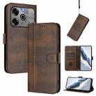 For Tecno Pova 6 5G / 6 Pro 5G Line Splicing Buckle Retro Leather Phone Case(Brown) - 1