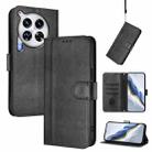 For Tecno Camon 30 Premier Line Splicing Buckle Retro Leather Phone Case(Black) - 1