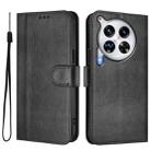 For Tecno Camon 30 Premier Line Splicing Buckle Retro Leather Phone Case(Black) - 2