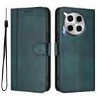 For Tecno Camon 30 5G Line Splicing Buckle Retro Leather Phone Case(Dark Green) - 2