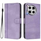 For Tecno Camon 30 5G Line Splicing Buckle Retro Leather Phone Case(Purple) - 2