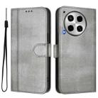 For Tecno Camon 30 4G Line Splicing Buckle Retro Leather Phone Case(Grey) - 2
