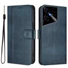 For Tecno Pova Neo 3 Line Splicing Buckle Retro Leather Phone Case(Dark Blue) - 2