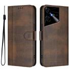 For Tecno Pova Neo 3 Line Splicing Buckle Retro Leather Phone Case(Brown) - 2