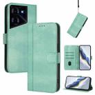 For Tecno Pova 5 Line Splicing Buckle Retro Leather Phone Case(Mint) - 1